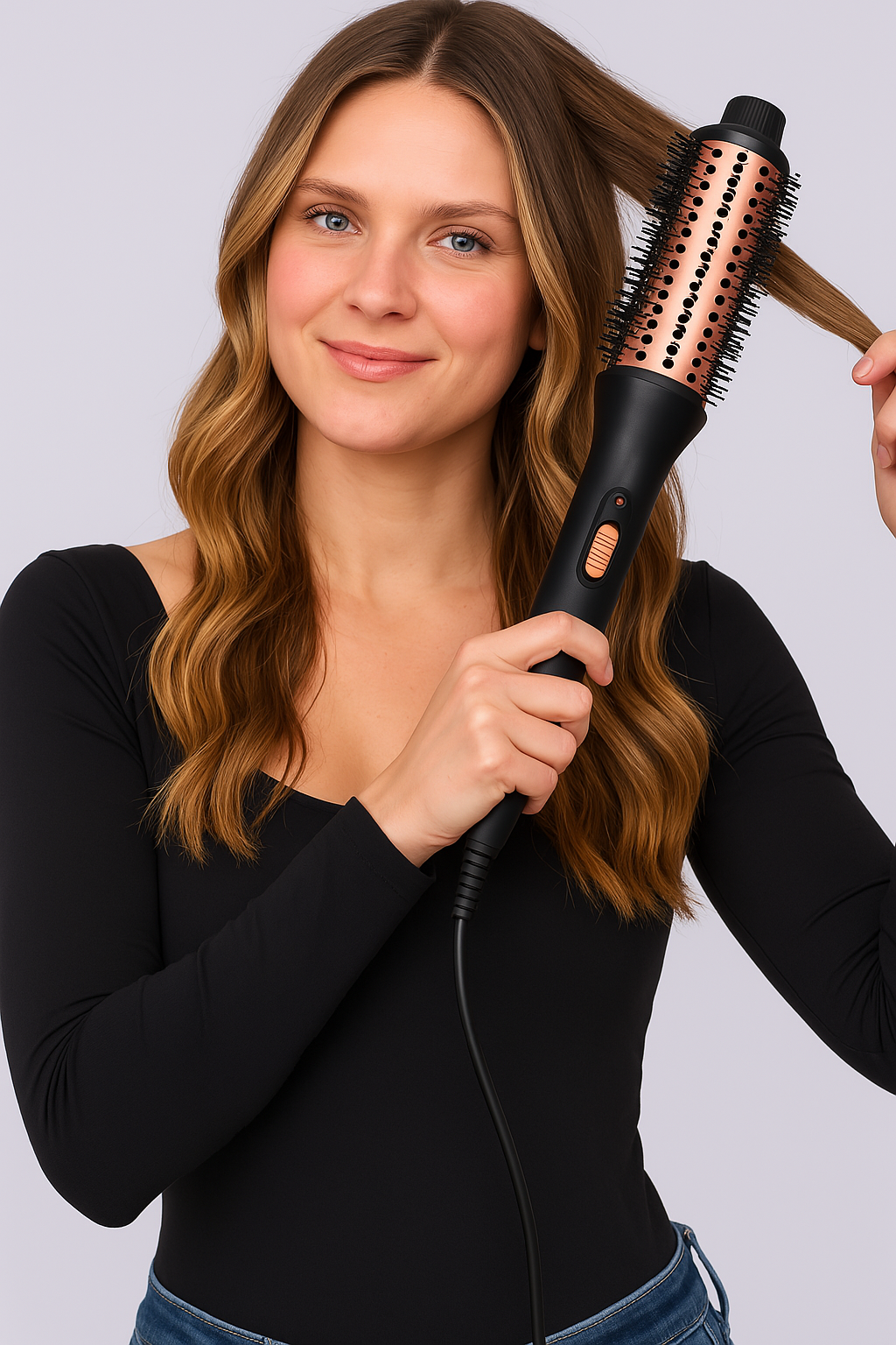 Smooth Curles 3 in 1 Thermal Brush Curling Iron Ceramic Hair Curler Roller Volumizing Brush Curling Comb new