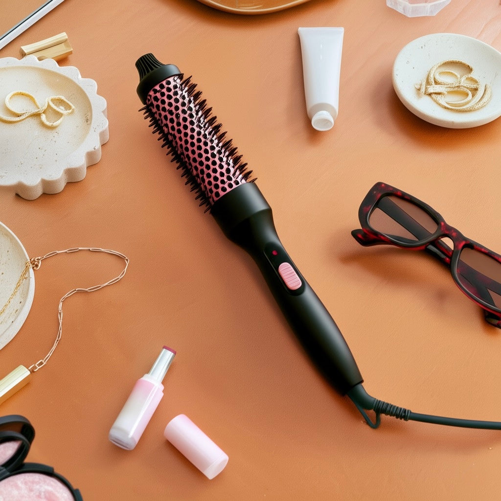 Smooth Curles 3 in 1 Thermal Brush Curling Iron Ceramic Hair Curler Roller Volumizing Brush Curling Comb new