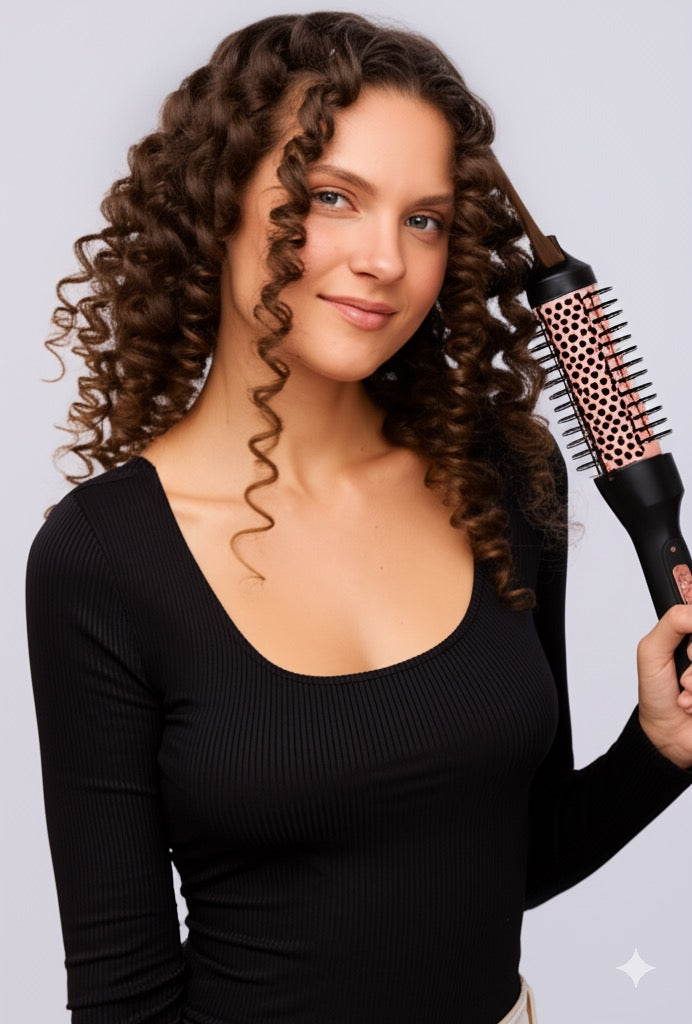 Smooth Curles 3 in 1 Thermal Brush Curling Iron Ceramic Hair Curler Roller Volumizing Brush Curling Comb new
