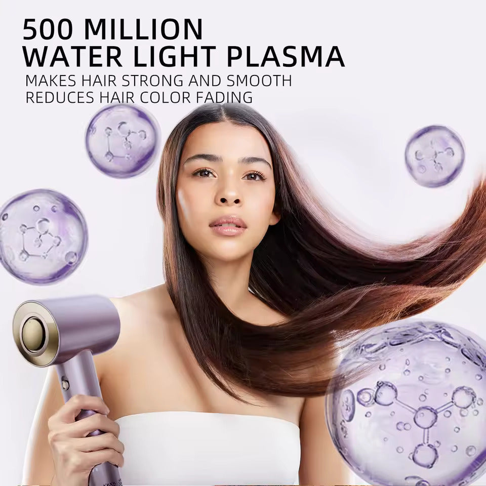 Smooth Curles Hair Dryer, 500 Million Plasma Professional, 130000RPM High Speed Brushless Motor Blow Dryer